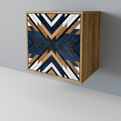 Credenza ARTFUL GEOMETRY a 1 anta effetto rovere