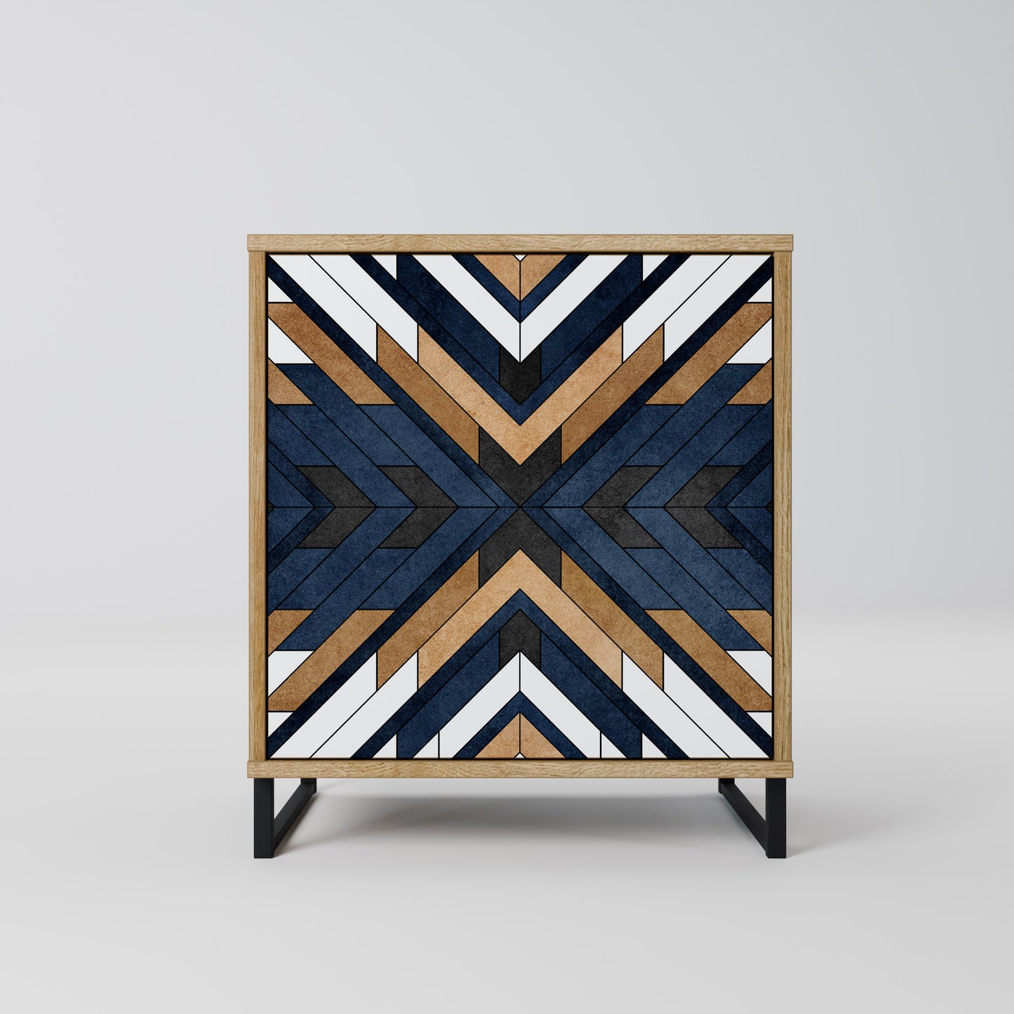 Credenza ARTFUL GEOMETRY a 1 anta effetto rovere