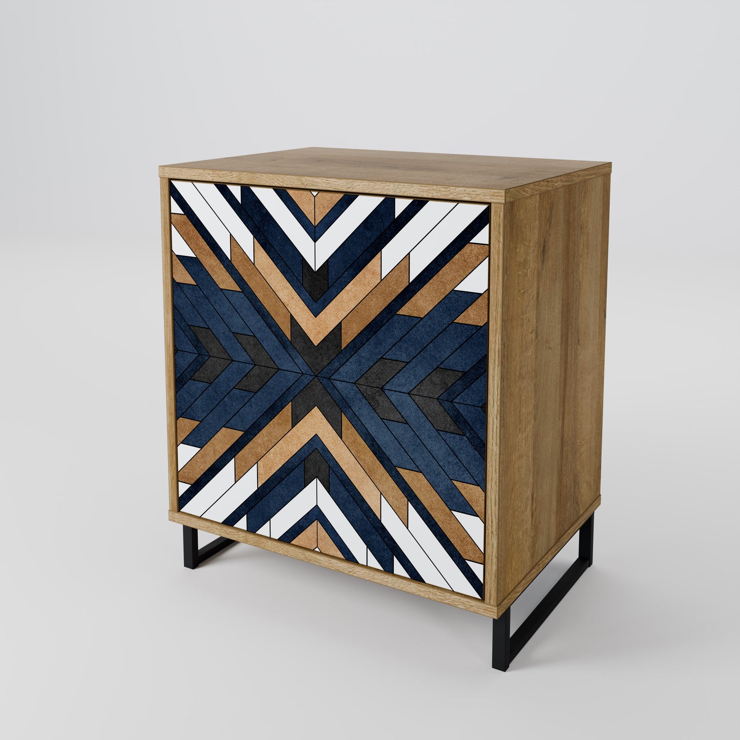Credenza ARTFUL GEOMETRY a 1 anta effetto rovere