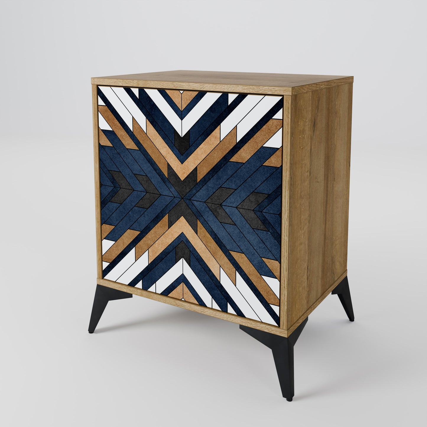 Credenza ARTFUL GEOMETRY a 1 anta effetto rovere