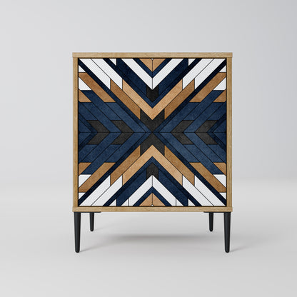 Credenza ARTFUL GEOMETRY a 1 anta effetto rovere