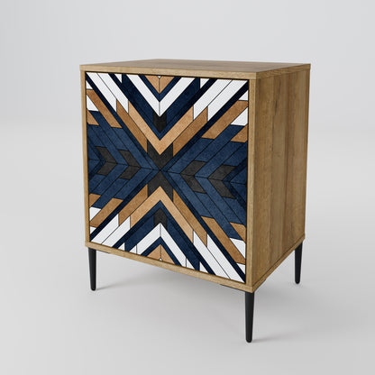 Credenza ARTFUL GEOMETRY a 1 anta effetto rovere