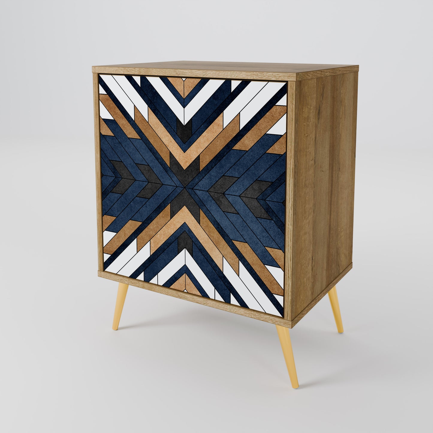 Credenza ARTFUL GEOMETRY a 1 anta effetto rovere