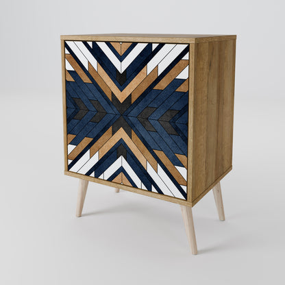 Credenza ARTFUL GEOMETRY a 1 anta effetto rovere