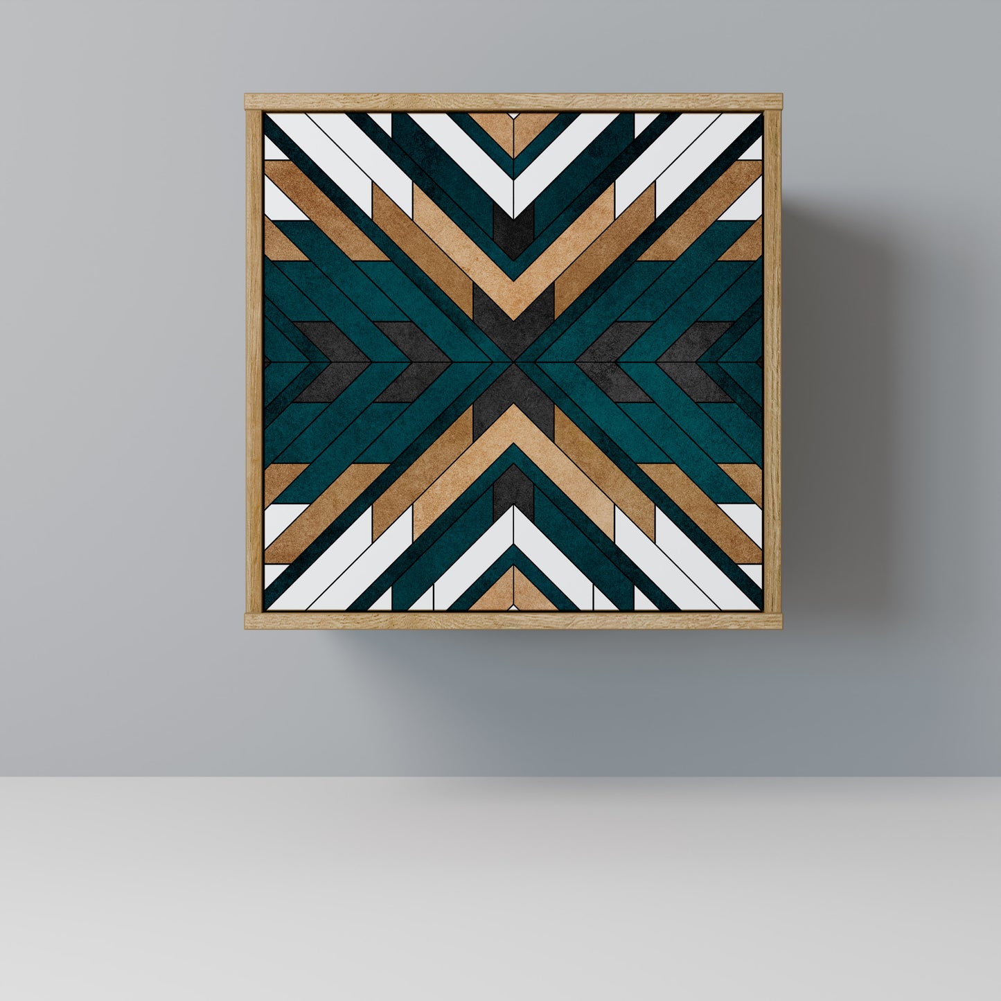 Credenza ARTISTIC GEOMETRY a 1 anta effetto rovere