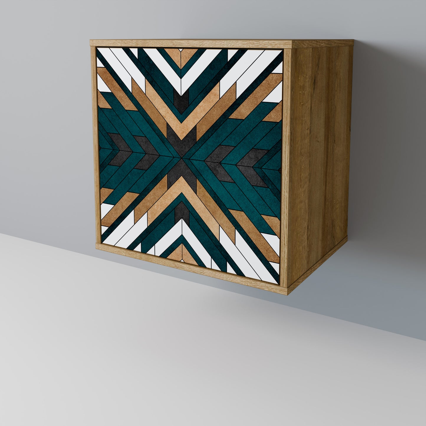 Credenza ARTISTIC GEOMETRY a 1 anta effetto rovere