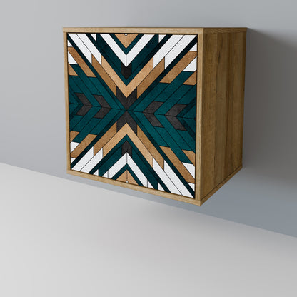 Credenza ARTISTIC GEOMETRY a 1 anta effetto rovere