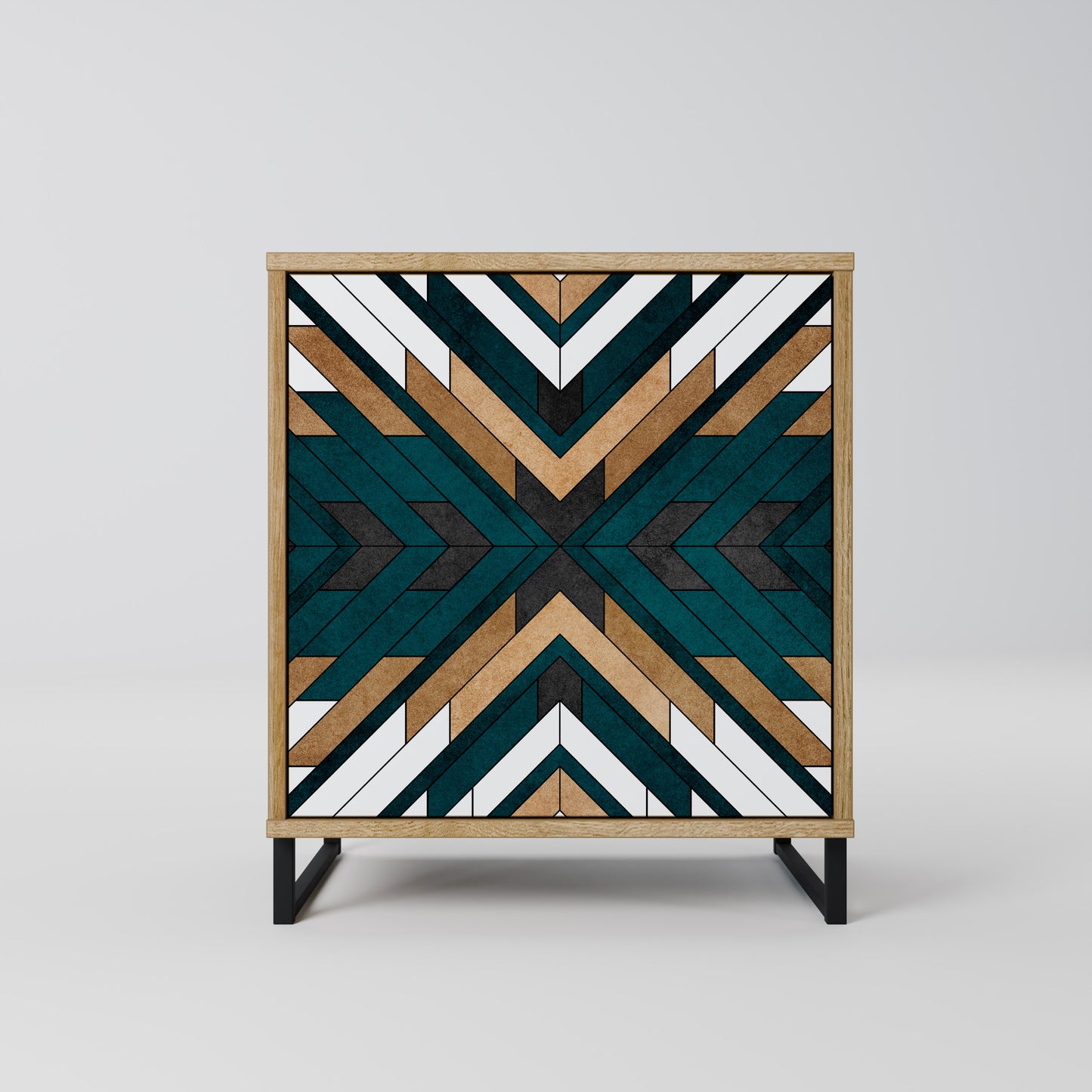 Credenza ARTISTIC GEOMETRY a 1 anta effetto rovere