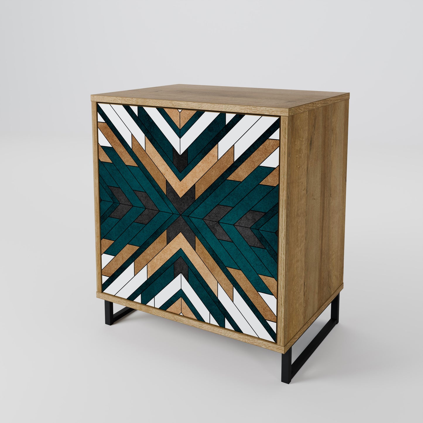 Credenza ARTISTIC GEOMETRY a 1 anta effetto rovere