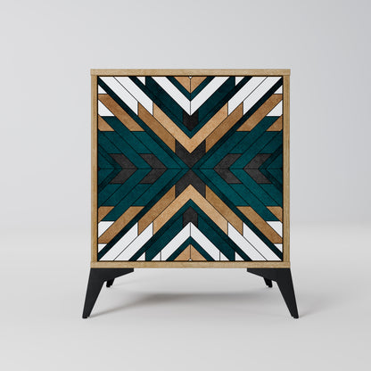 Credenza ARTISTIC GEOMETRY a 1 anta effetto rovere
