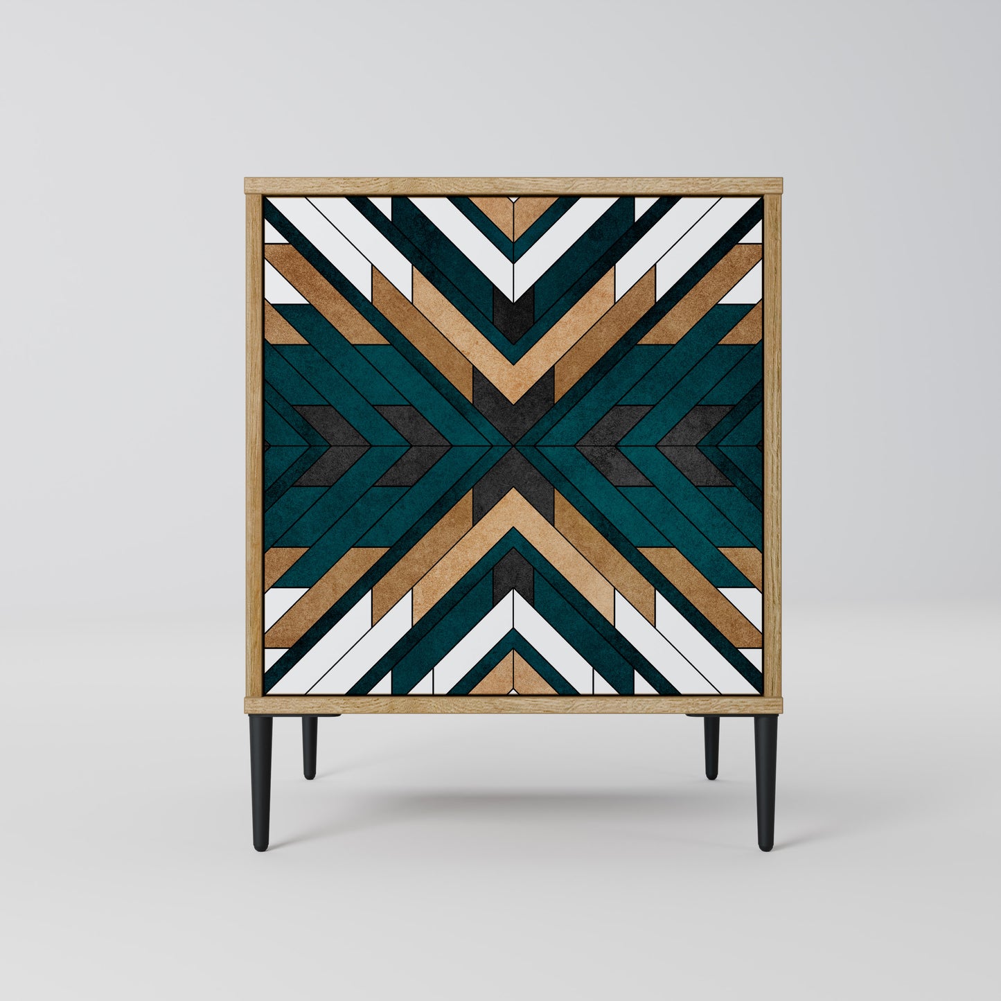 Credenza ARTISTIC GEOMETRY a 1 anta effetto rovere