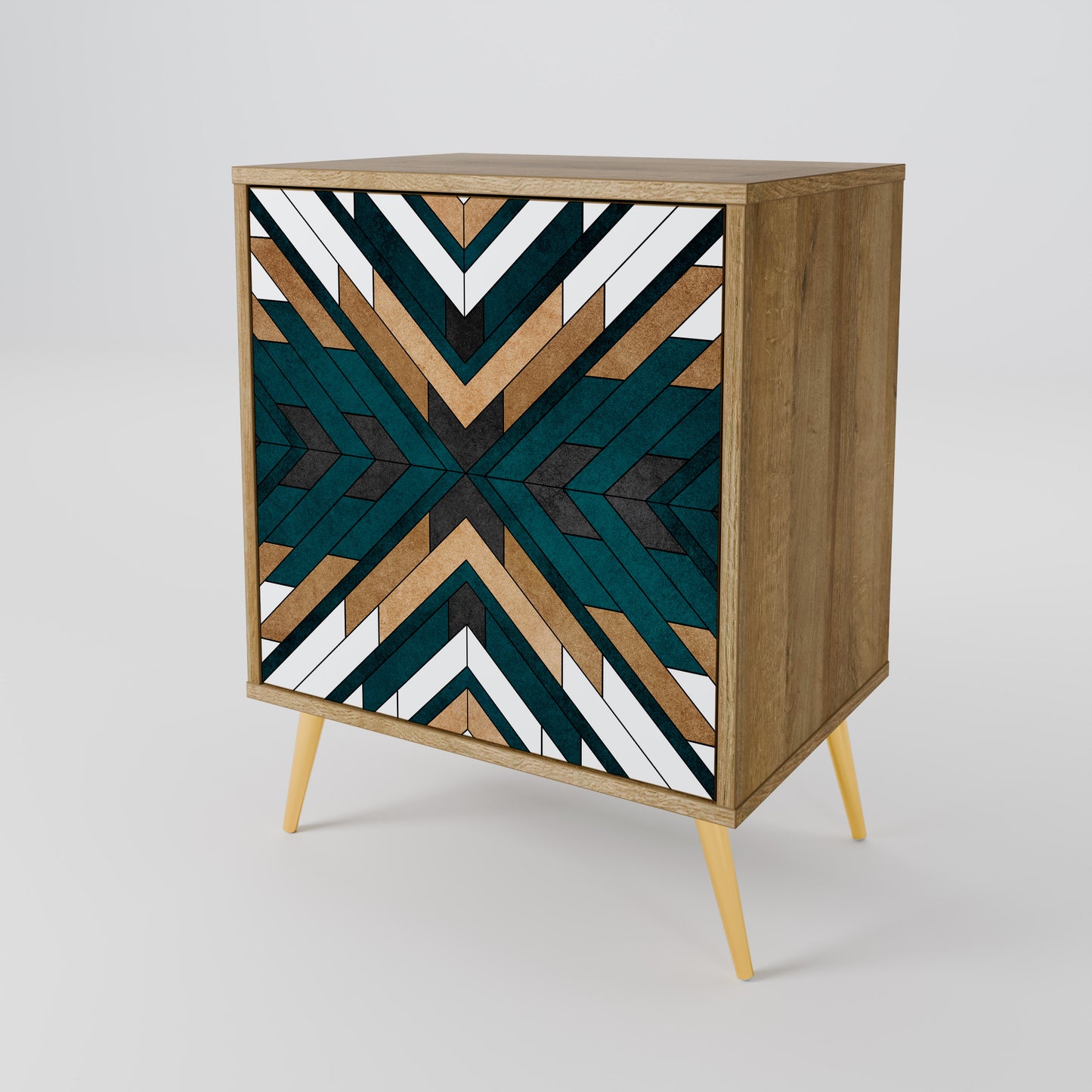 Credenza ARTISTIC GEOMETRY a 1 anta effetto rovere