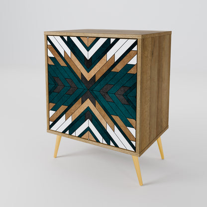 Credenza ARTISTIC GEOMETRY a 1 anta effetto rovere