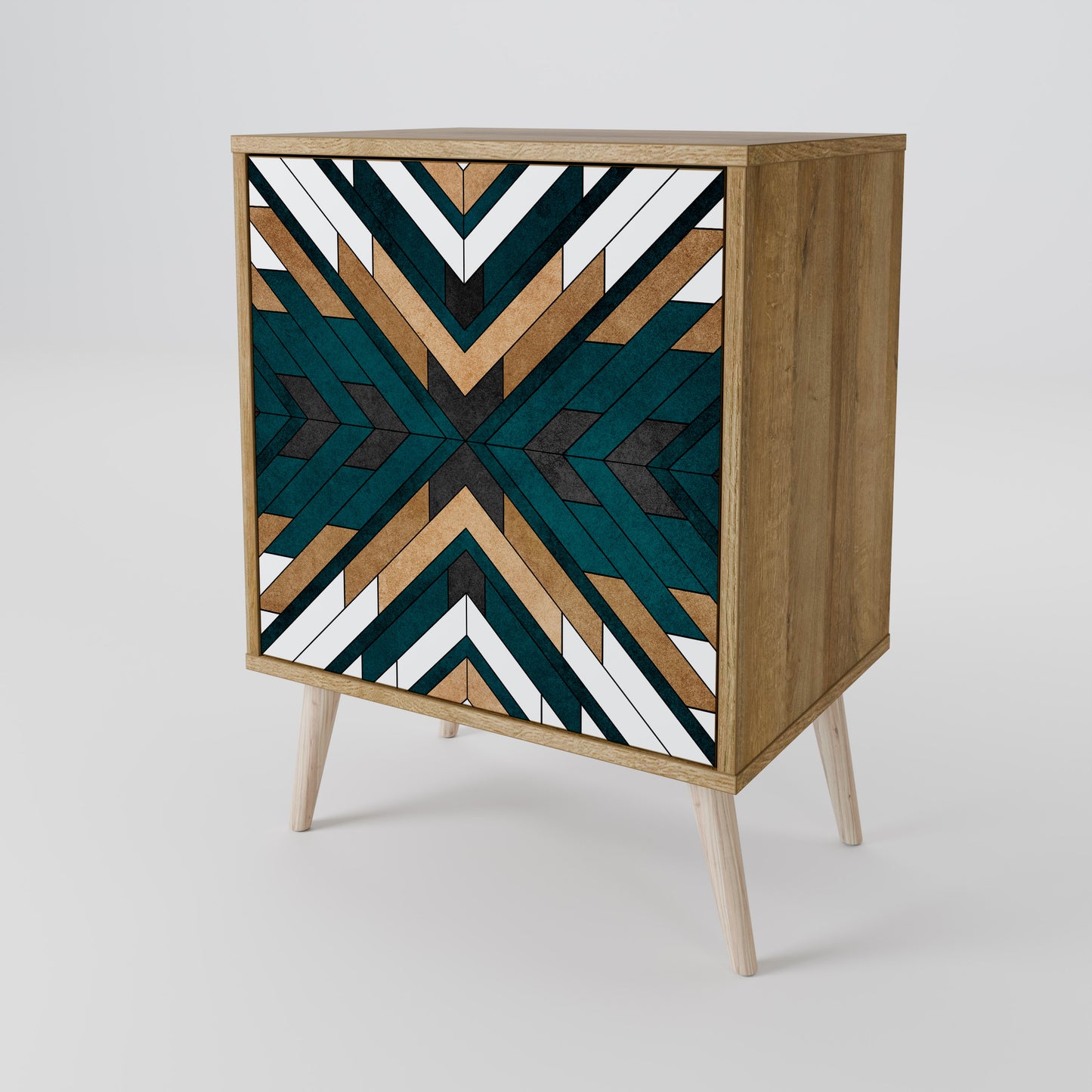 Credenza ARTISTIC GEOMETRY a 1 anta effetto rovere