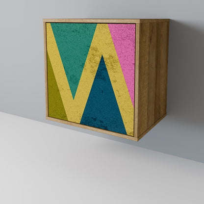 COLORFUL TRIANGLES 1-Door Sideboard in Oak Effect