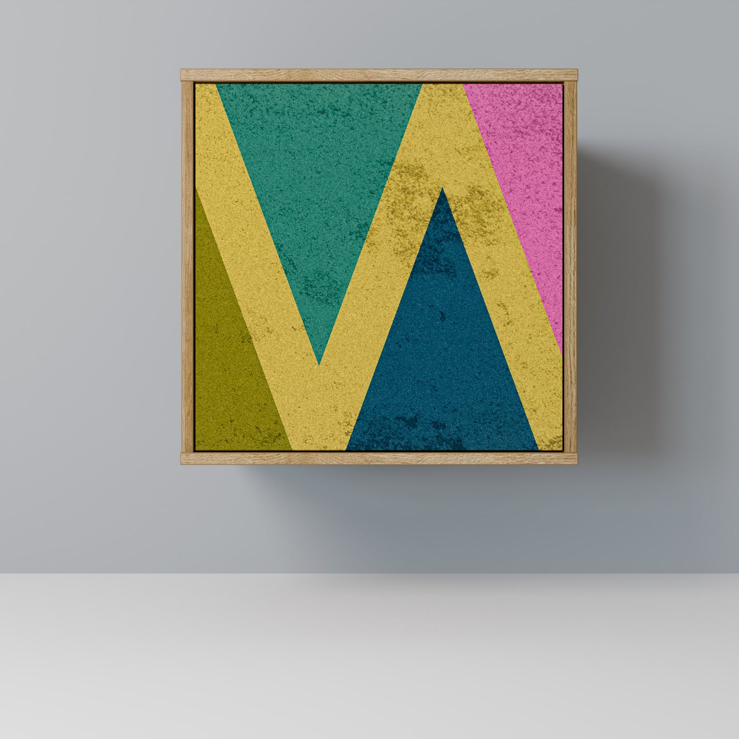 COLORFUL TRIANGLES 1-Door Sideboard in Oak Effect