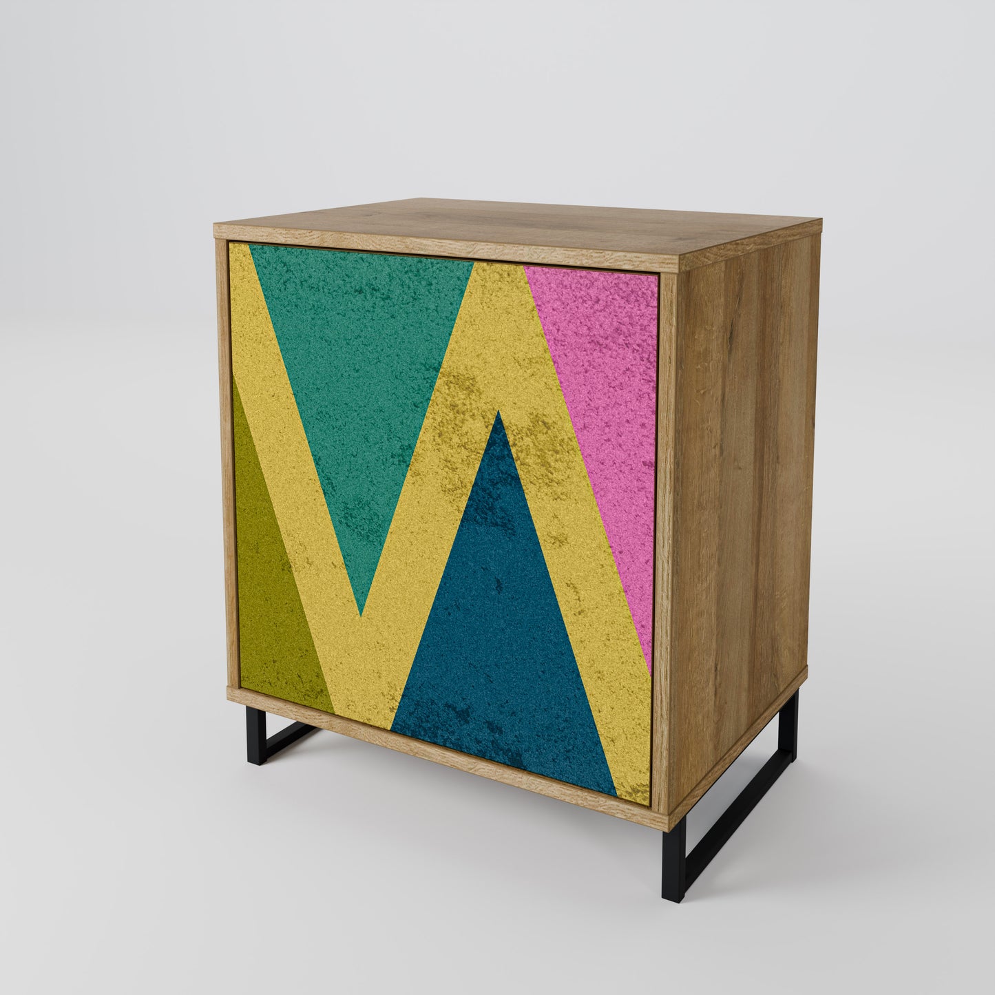 COLORFUL TRIANGLES 1-Door Sideboard in Oak Effect