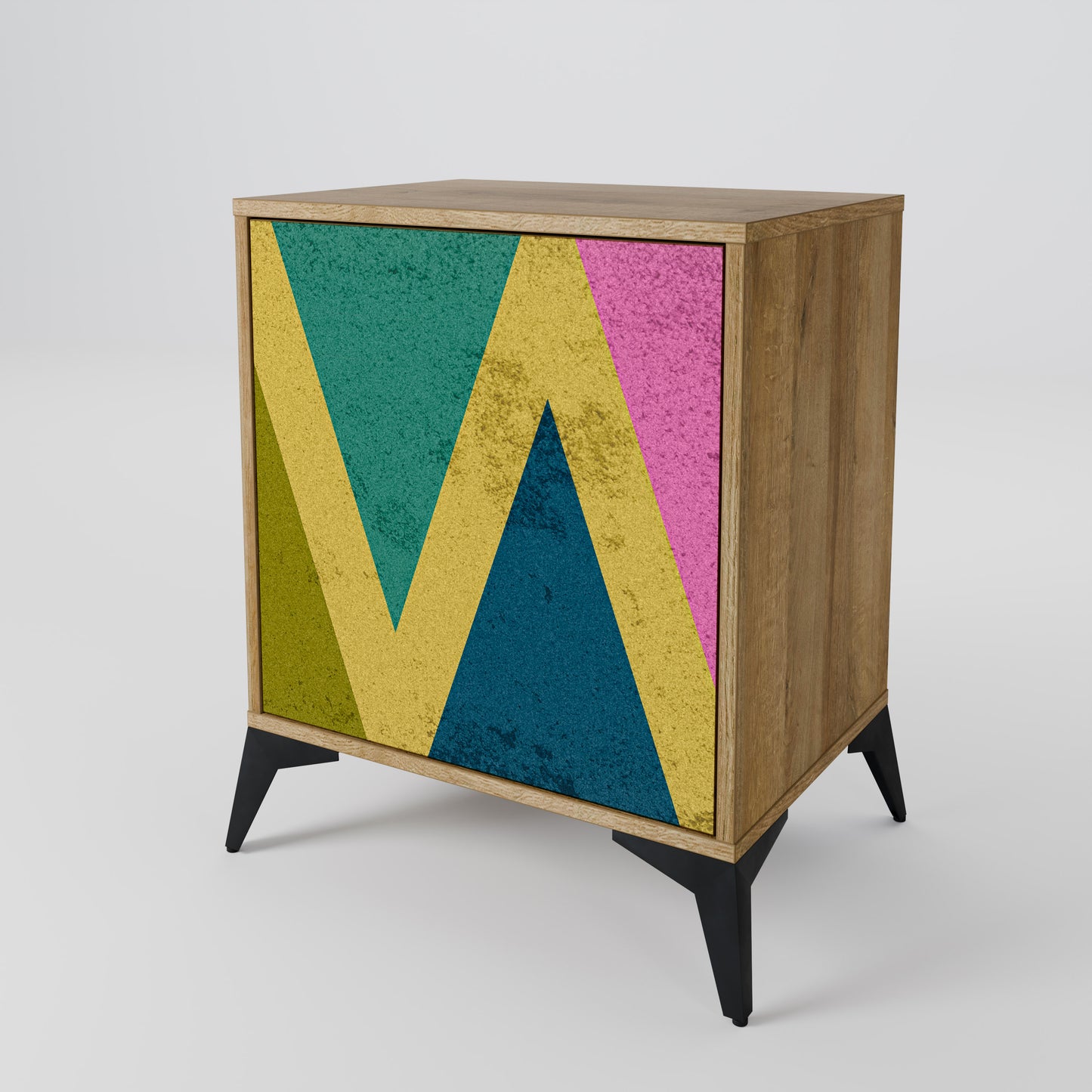 COLORFUL TRIANGLES 1-Door Sideboard in Oak Effect
