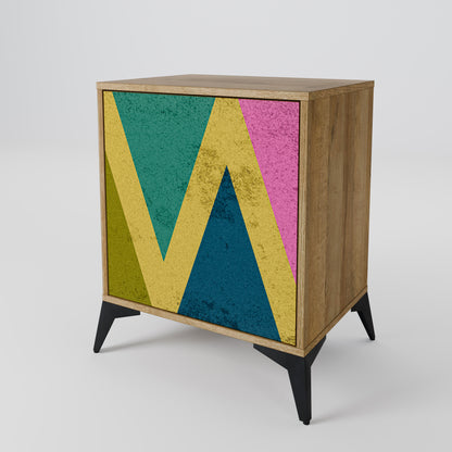 COLORFUL TRIANGLES 1-Door Sideboard in Oak Effect