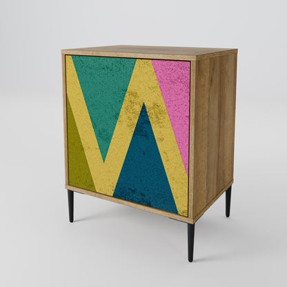 COLORFUL TRIANGLES 1-Door Sideboard in Oak Effect