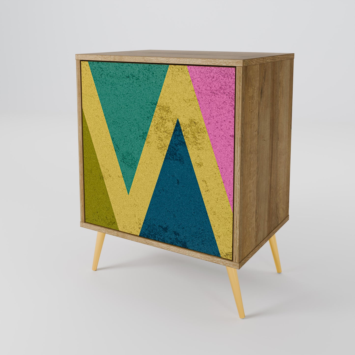 COLORFUL TRIANGLES 1-Door Sideboard in Oak Effect