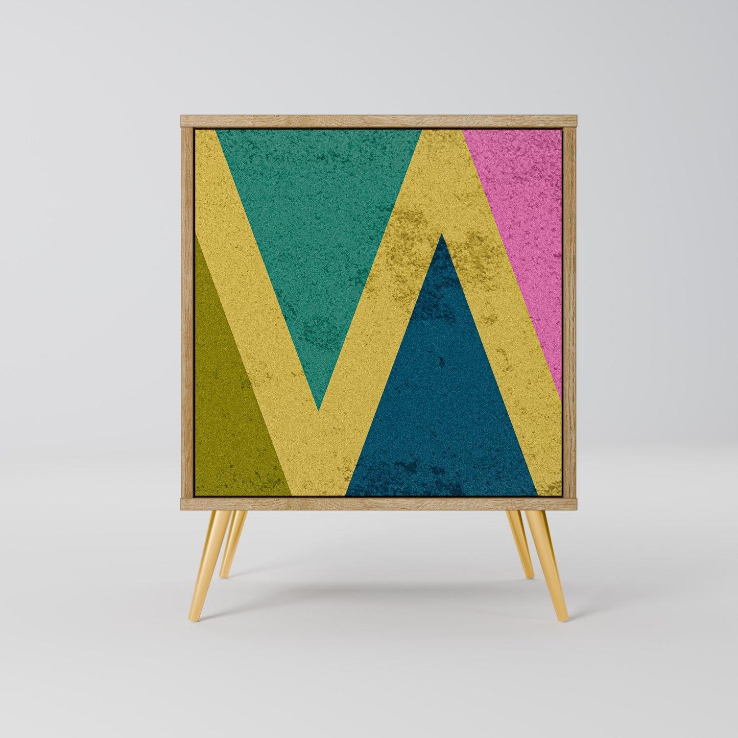 COLORFUL TRIANGLES 1-Door Sideboard in Oak Effect