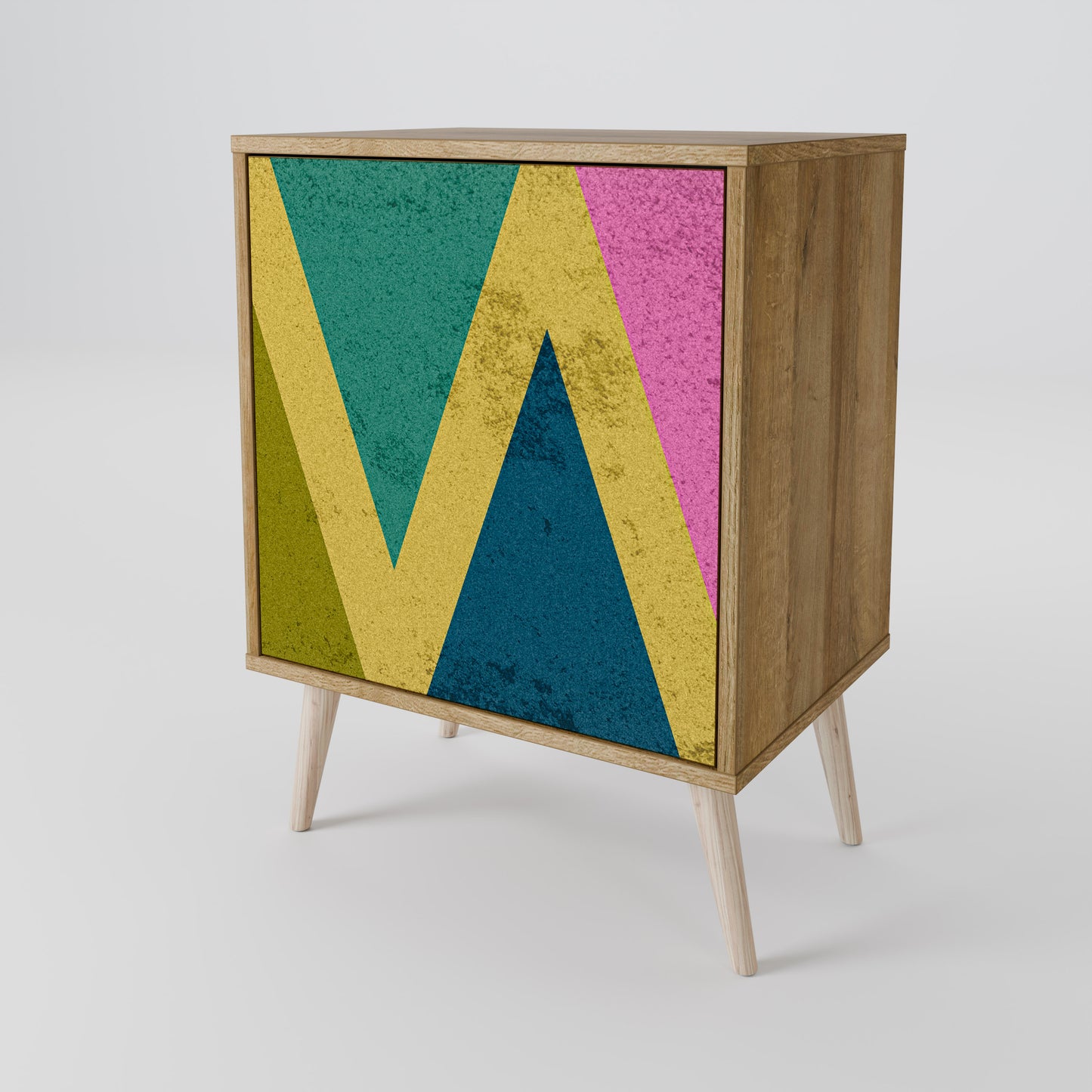 COLORFUL TRIANGLES 1-Door Sideboard in Oak Effect