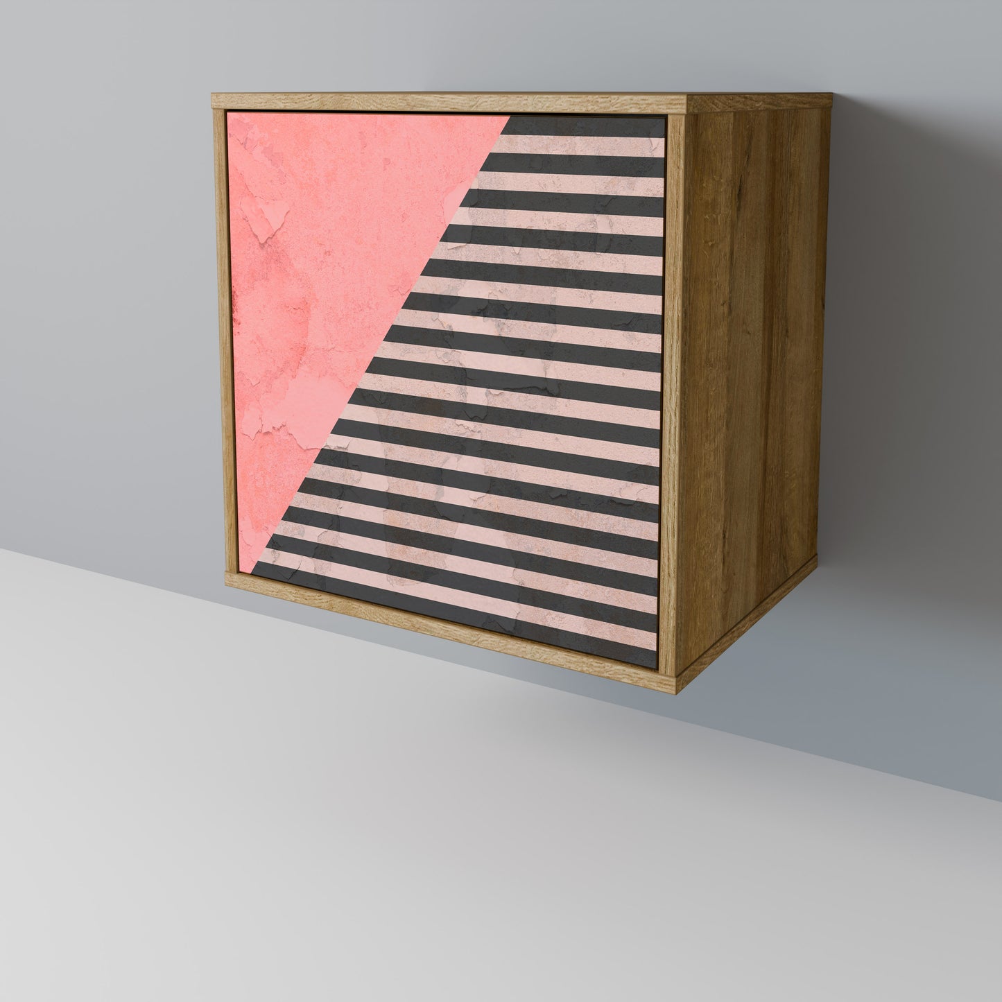 Credenza GLAMOROUS STRIPE a 1 anta effetto rovere