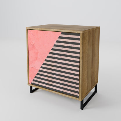 Credenza GLAMOROUS STRIPE a 1 anta effetto rovere
