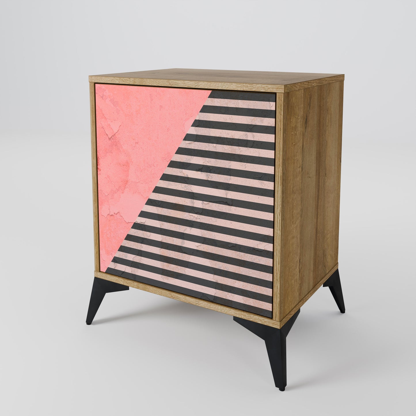 Credenza GLAMOROUS STRIPE a 1 anta effetto rovere
