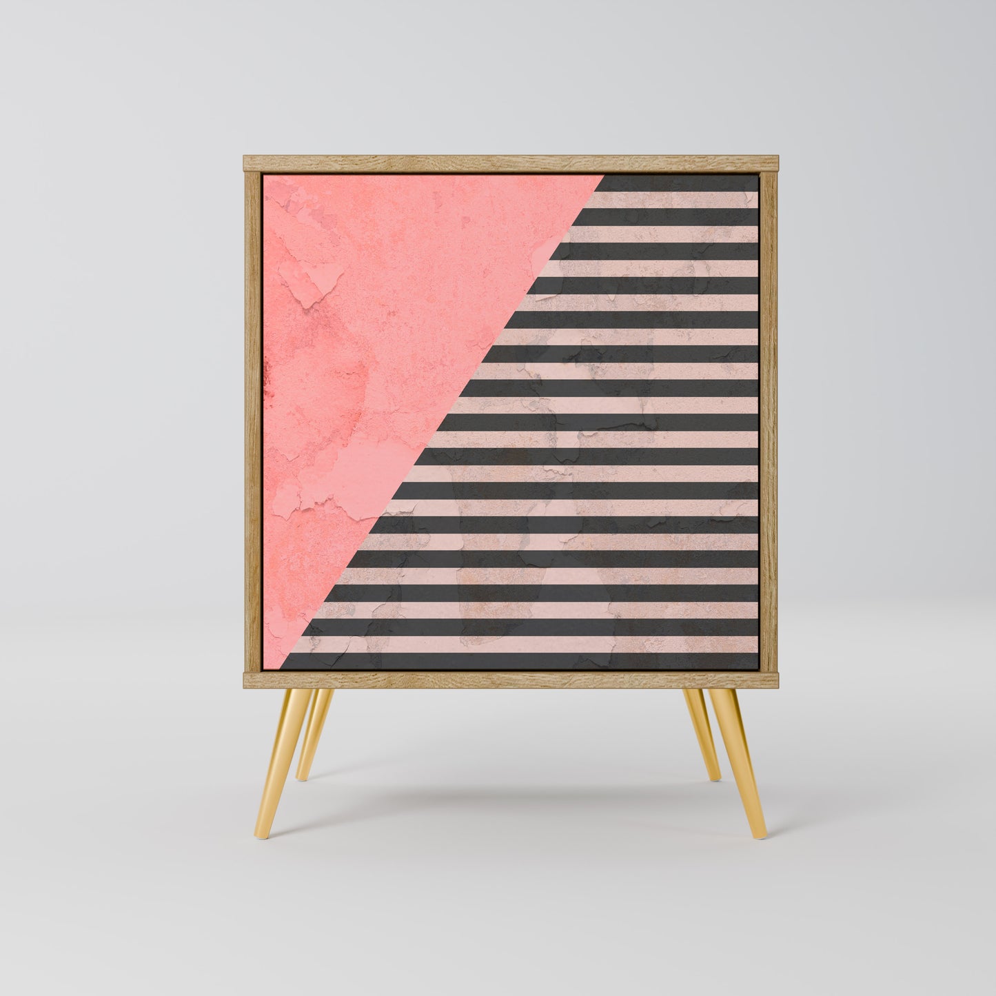 Credenza GLAMOROUS STRIPE a 1 anta effetto rovere