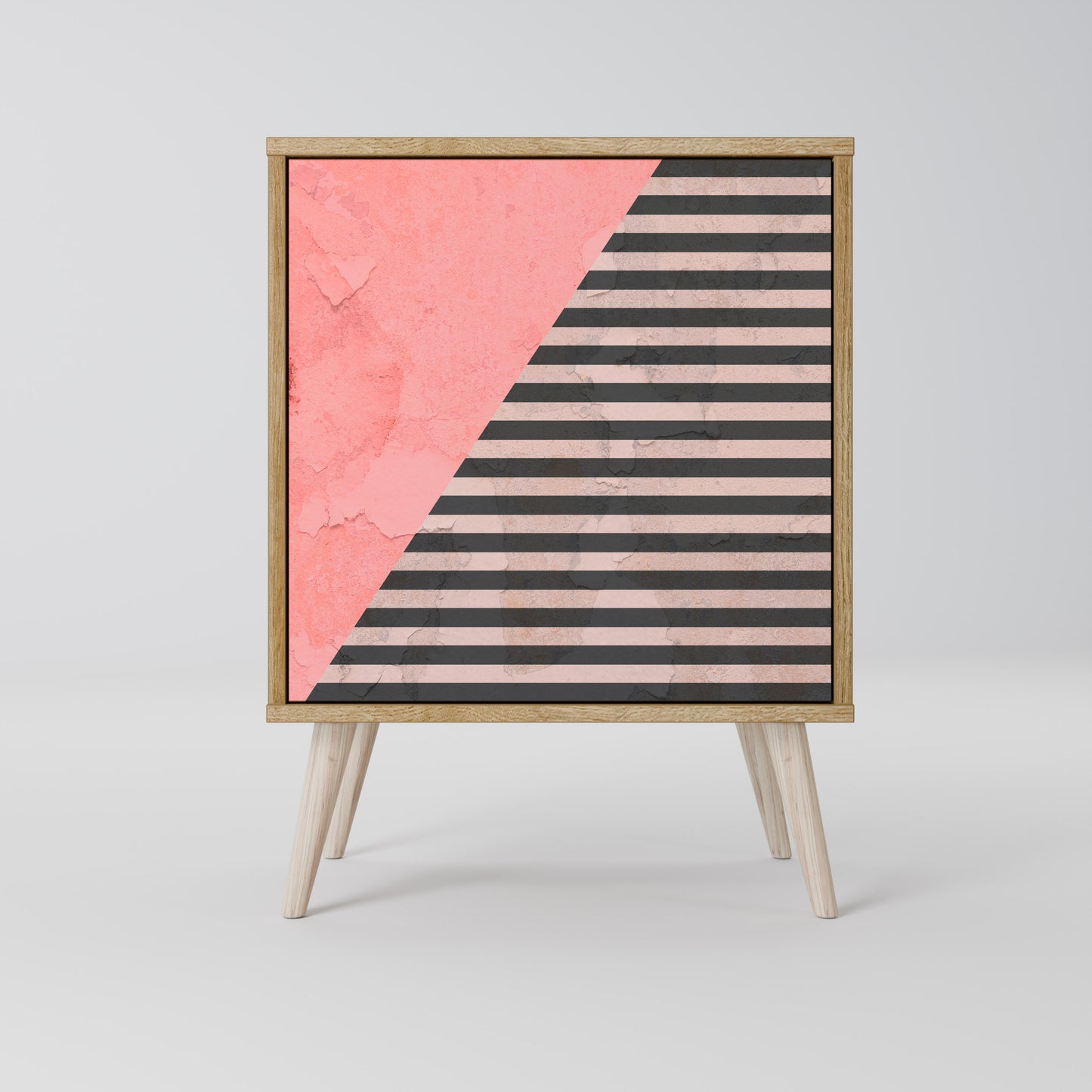 Credenza GLAMOROUS STRIPE a 1 anta effetto rovere