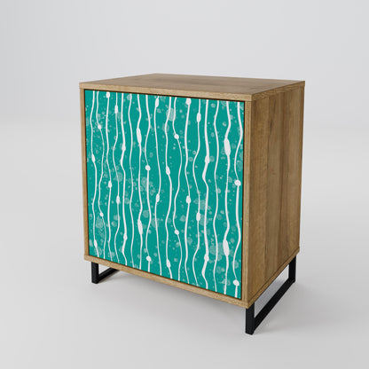 TURQUOISE RAIN 1-Door Sideboard in Oak Effect