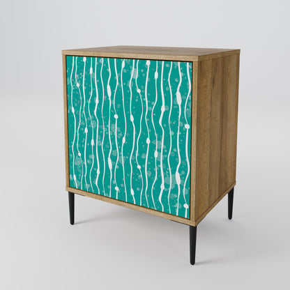 TURQUOISE RAIN 1-Door Sideboard in Oak Effect
