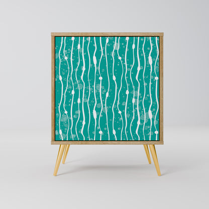 TURQUOISE RAIN 1-Door Sideboard in Oak Effect
