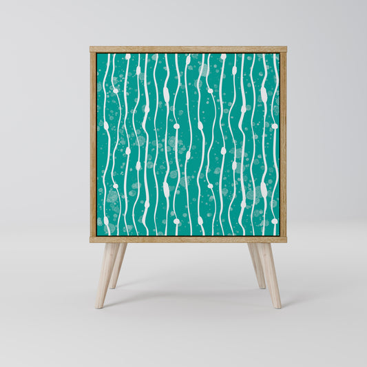 TURQUOISE RAIN 1-Door Sideboard in Oak Effect