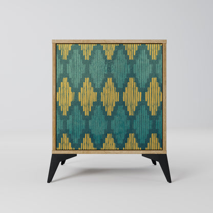 POLYGONS Madia a 1 anta effetto rovere