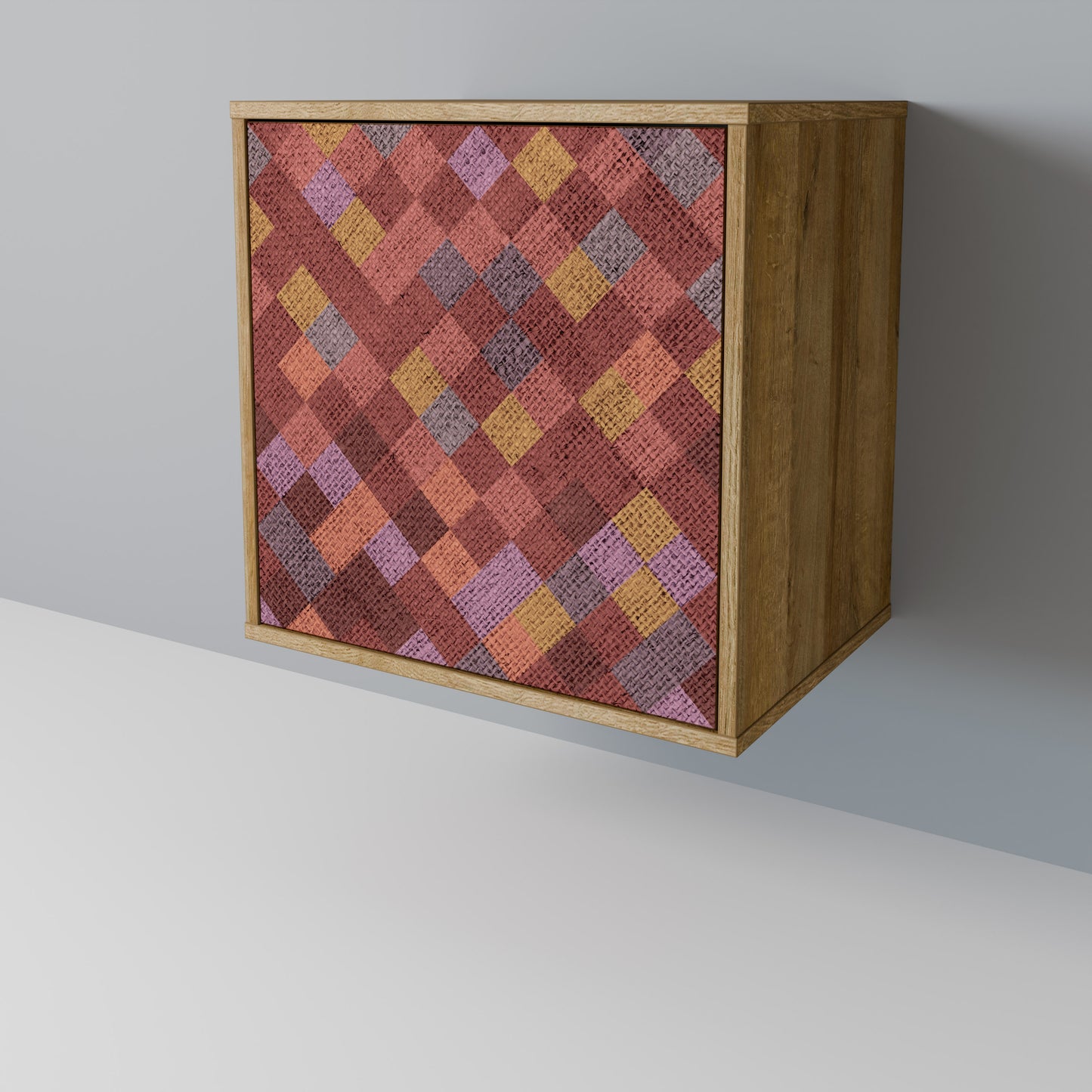 PAINTED SQUARES 1-Door Sideboard in Oak Effect