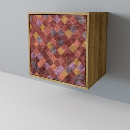 PAINTED SQUARES 1-Door Sideboard in Oak Effect