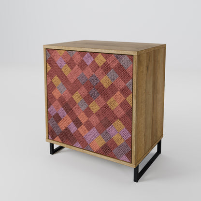 PAINTED SQUARES 1-Door Sideboard in Oak Effect