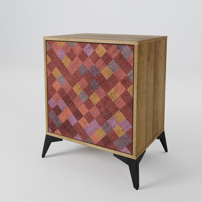 PAINTED SQUARES 1-Door Sideboard in Oak Effect
