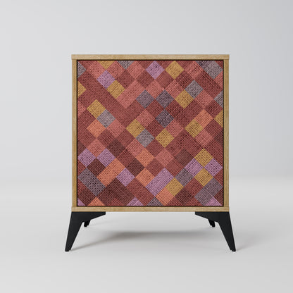 PAINTED SQUARES 1-Door Sideboard in Oak Effect