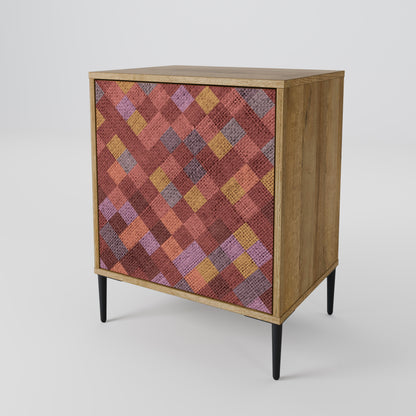 PAINTED SQUARES 1-Door Sideboard in Oak Effect