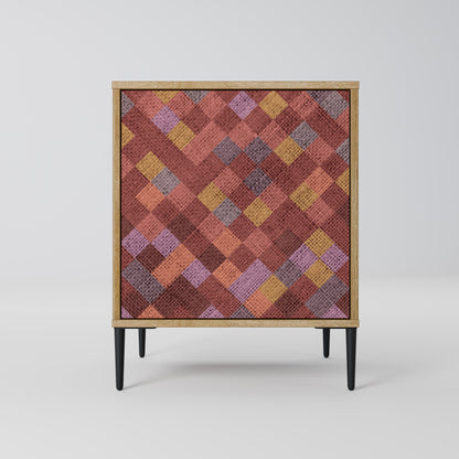 PAINTED SQUARES 1-Door Sideboard in Oak Effect