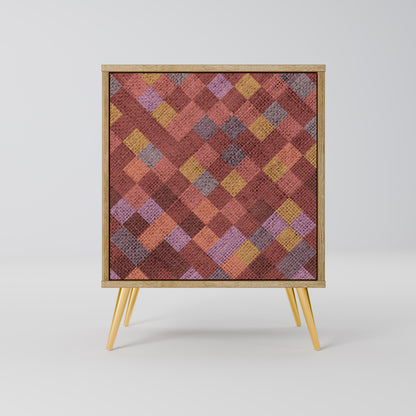 PAINTED SQUARES 1-Door Sideboard in Oak Effect