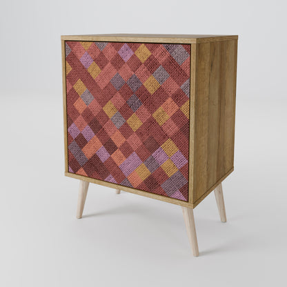 PAINTED SQUARES 1-Door Sideboard in Oak Effect