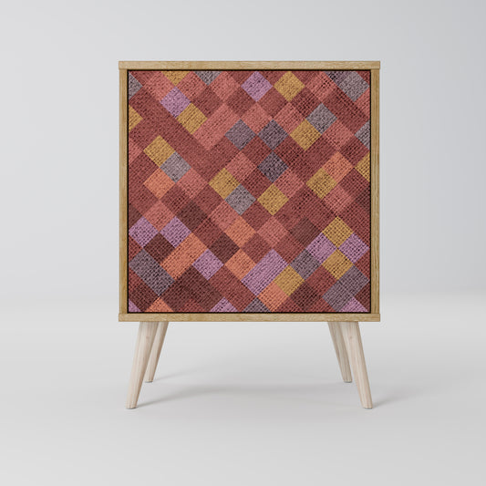 PAINTED SQUARES 1-Door Sideboard in Oak Effect
