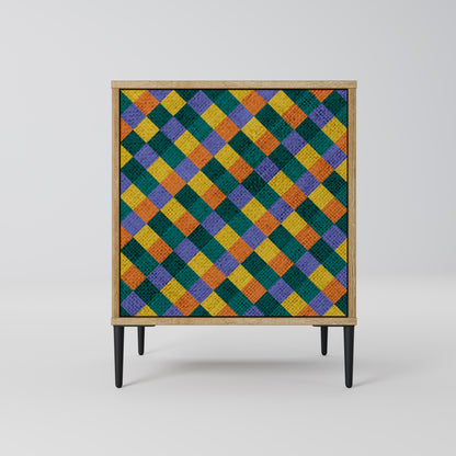 PAINTED SQUARES MIX 1-Door Sideboard in Oak Effect