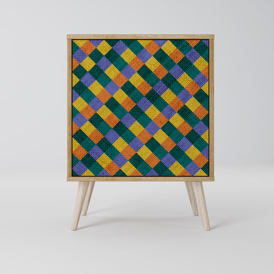 PAINTED SQUARES MIX 1-Door Sideboard in Oak Effect