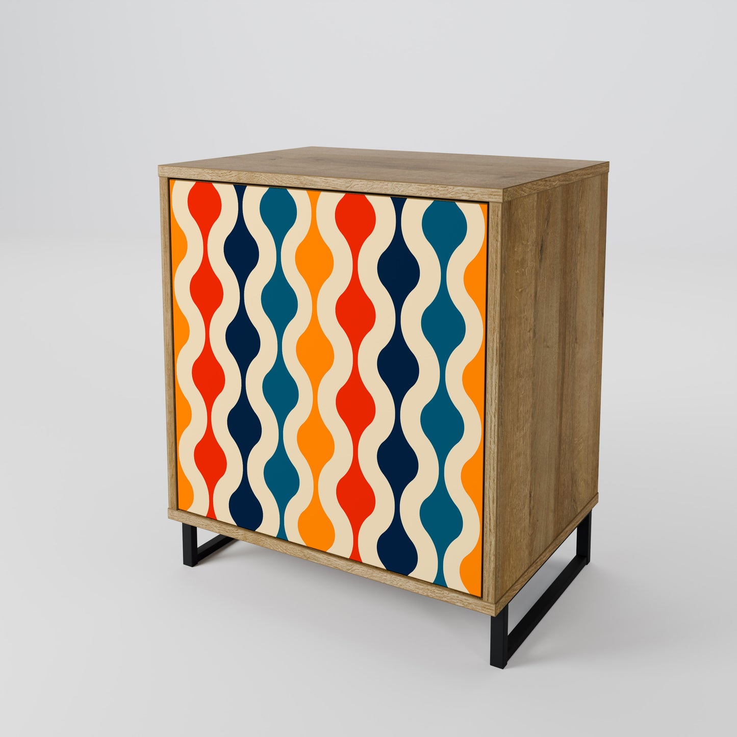 COLORFUL NOSTALGIA 1-Door Sideboard in Oak Effect